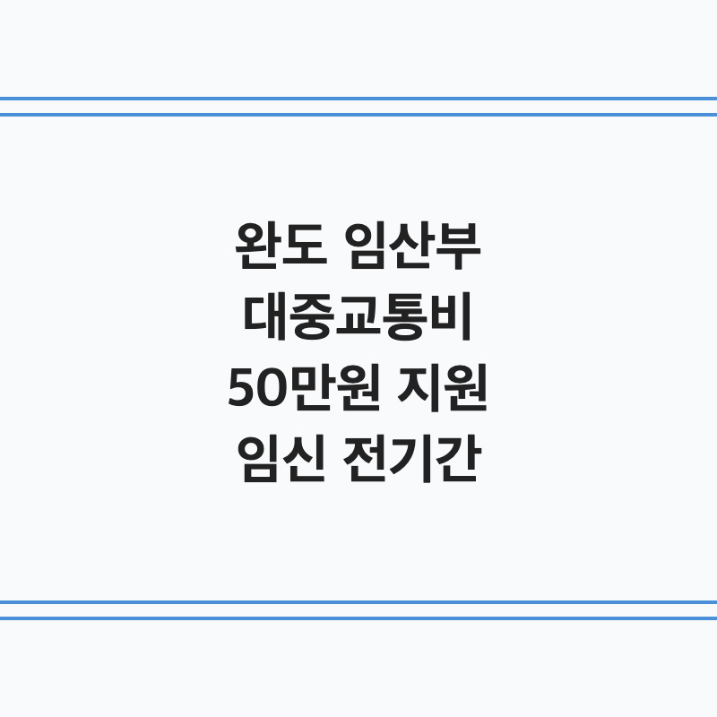 [전남 완도군] 완도군 임산부 대중교통비 지원 50만 원 임신 전 기간