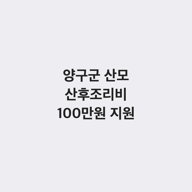 [강원 양구군] 양구군 임산부 산후조리비 지원 100만 원 출산 후 1년 이내