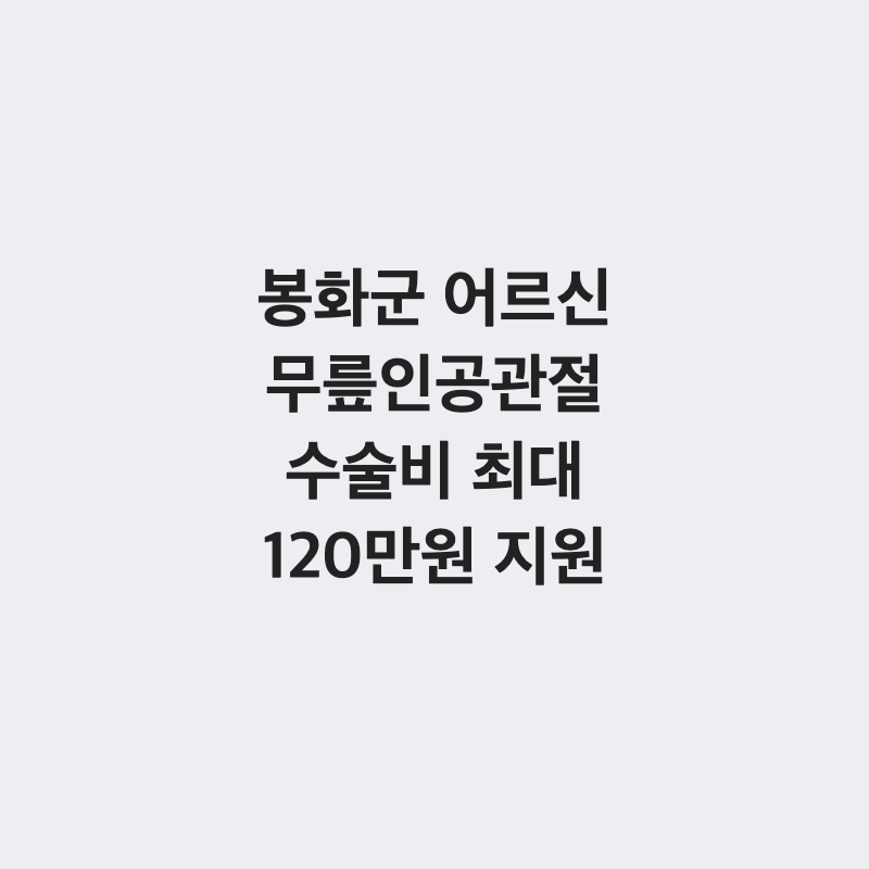 [경북 봉화군] 봉화군 어르신 무릎인공관절 수술비 지원 최대 120만 원